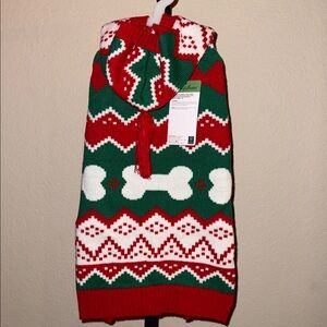 NWT House of Barker Red Green White Bone Zig Zag Hoodie With Tassel Sweater XXL